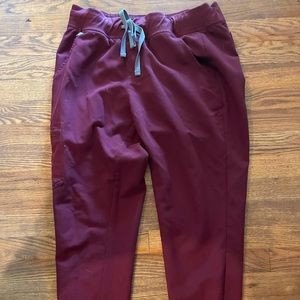 FIGS burgundy joggers Zamora size medium!